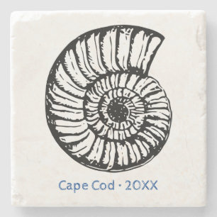 Onderzetter Ocean Shell Line Art Sand Stone