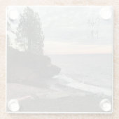 Onderzetter, oever van het Bovenmeer in Duluth Glazen Onderzetter (Achterkant)