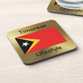 Onderzetter Oost-Timor Vlag+Tekst (Linkerzijde)