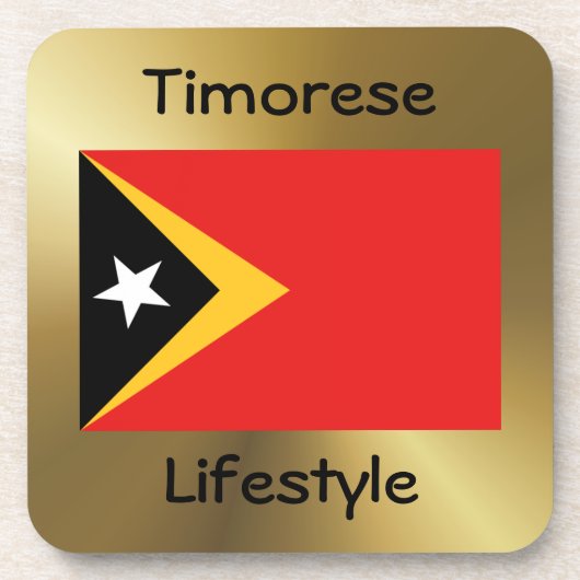 Onderzetter Oost-Timor Vlag+Tekst (Voorkant)