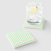 Onderzetter op het Groene en Witte Polka Dots Squa (Zijkant)