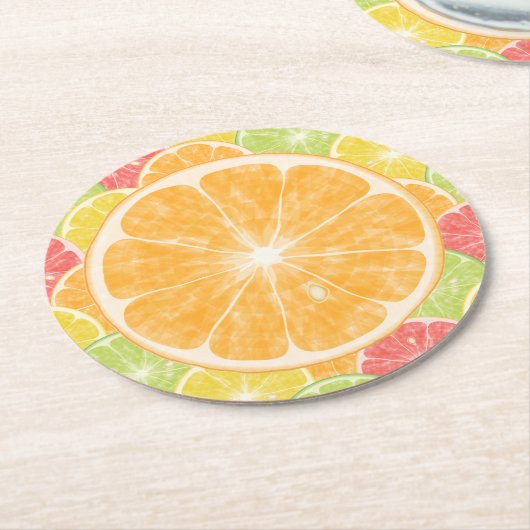 Onderzetter Oranje Citrus Slices Round Paper (Gebogen)