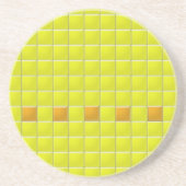 Onderzetter - Oranje mozaïekpleinen op geel veld v (Voorkant)