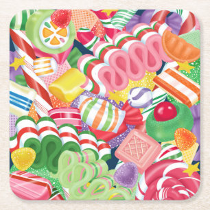 Onderzetter oud kerstcadeau met Snoep