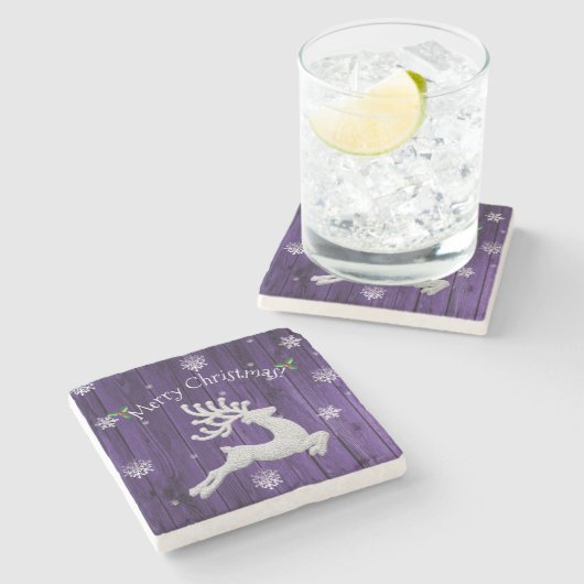Onderzetter Paars Rustisch kerstreïndustrie (Zijkant)