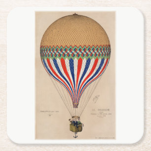 Onderzetter PAPIER :  FRANS HOT AIR BALLOON