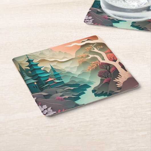 Onderzetter Papier voor uitklapt landschap, vierka (Schuin)