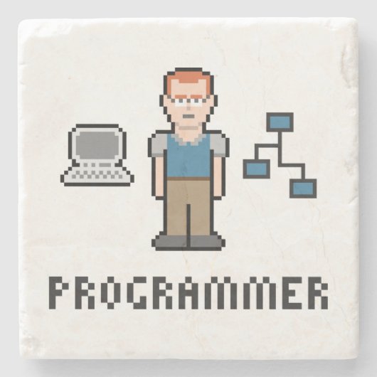 Onderzetter Pixel Programmer Marmer Stone (Voorkant)
