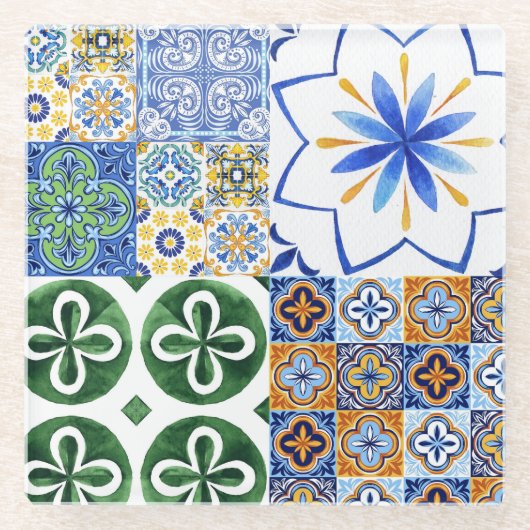 Onderzetter portugese tegels glazen onderzetter (Voorkant)