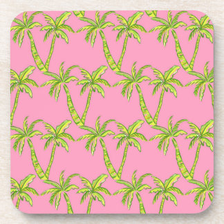 Onderzetter Preppy Pink en Green Palm Tree