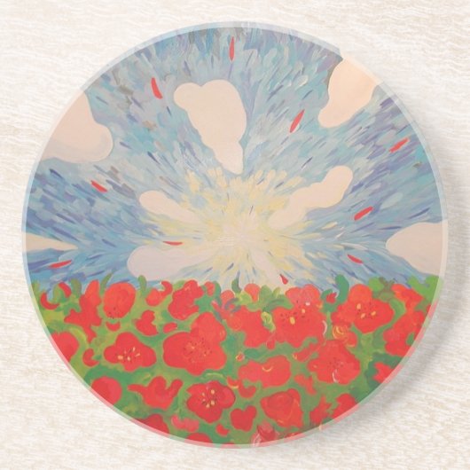 Onderzetter Rode Bloemen (Voorkant)