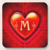 Onderzetter Rode pols hart custom monogram initiaa (Voorkant)