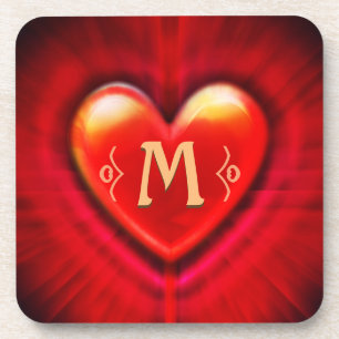 Onderzetter Rode pols hart custom monogram initiaa