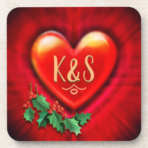 Onderzetter Rode pols hart custom monogram initiaa