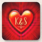 Onderzetter Rode pols hart custom monogram initiaa (Voorkant)