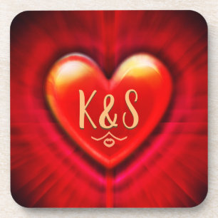 Onderzetter Rode pols hart custom monogram initiaa