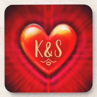 Onderzetter Rode pols hart custom monogram initiaa