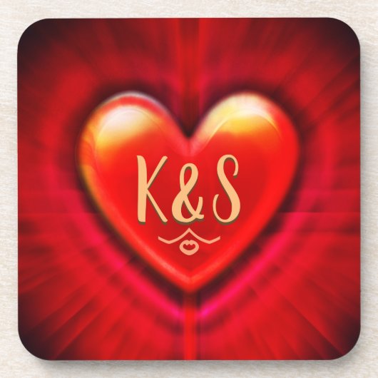 Onderzetter Rode pols hart custom monogram initiaa (Voorkant)