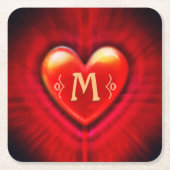 Onderzetter Rode pols hart custom monogram initiaa (Voorkant)