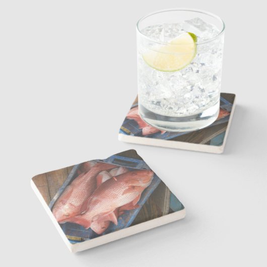Onderzetter Rode Snapper Square (Zijkant)