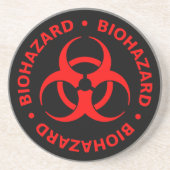 Onderzetter rood biogevaarsymbool met tekst (Voorkant)