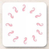 Onderzetter - Roze zeepaardjes in een cirkel (Voorkant)