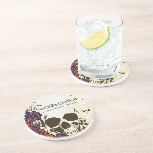 Onderzetter schedel en bloemen (Zijkant)
