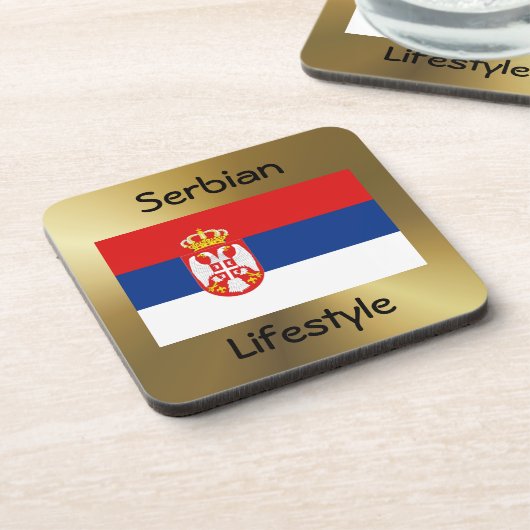 Onderzetter Servische vlag + tekst (Linkerzijde)