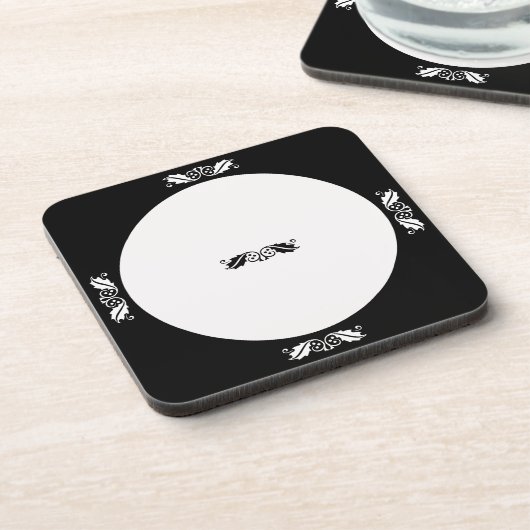 Onderzetter Set - Holly bladeren in zwart-wit (Linkerzijde)