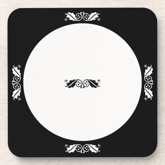 Onderzetter Set - Holly bladeren in zwart-wit (Voorkant)