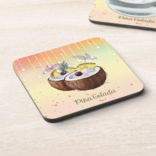 Onderzetter Set met een Coconut Pina Colada Design (Linkerzijde)