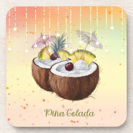 Onderzetter Set met een Coconut Pina Colada Design (Voorkant)