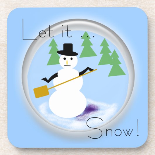 Onderzetter set - Snowman Shoveling Snow (Voorkant)