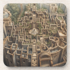 Onderzetter (set van 6) - LABYRINTH (sepia)