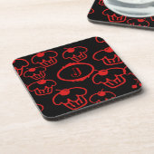 Onderzetter set van 6, monogram, rode cupcakes op  (Linkerzijde)