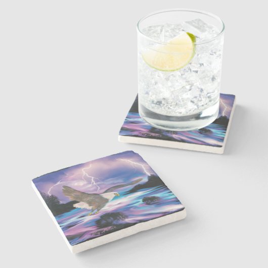 Onderzetter "Soaring Bald Eagle Stone (Zijkant)