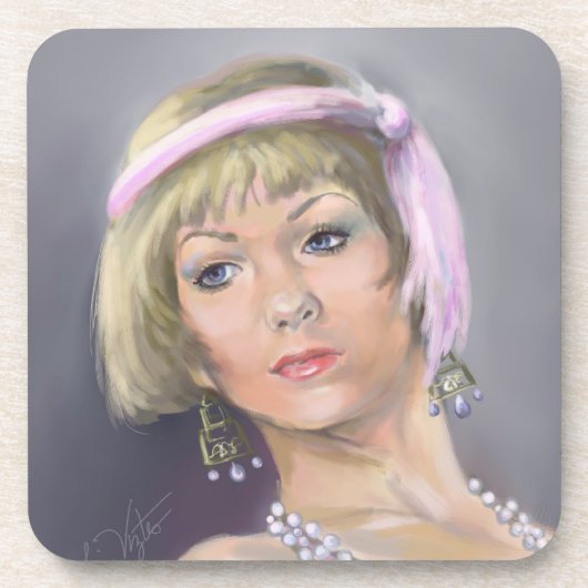 Onderzetter Springtime Flapper Portrait Cork (Voorkant)