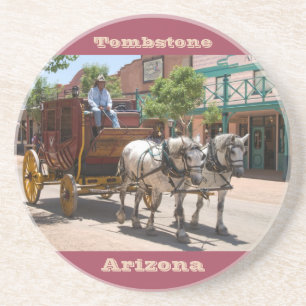 Onderzetter: Stagecoach Ride #3 (Rood) Zandsteen Onderzetter