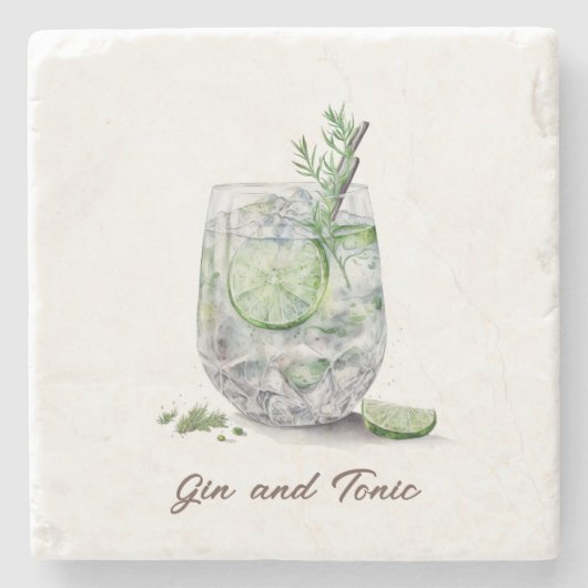 Onderzetter, steen - Gin & Tonic Stenen Onderzetter (Voorkant)