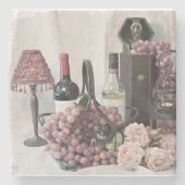 Onderzetter Steen te veel wijn en druiven (Voorkant)