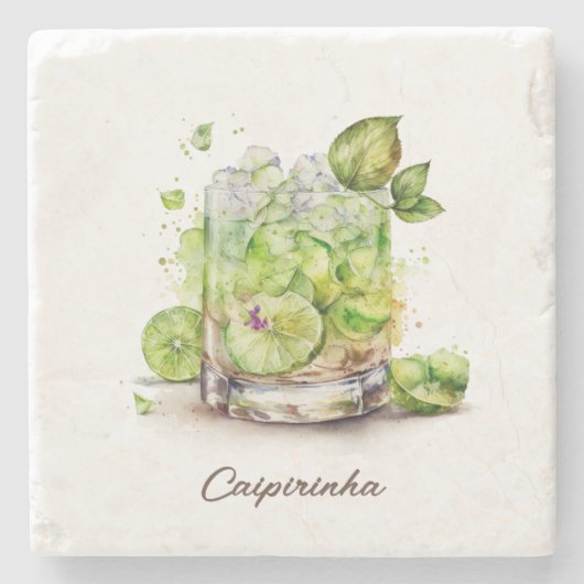 Onderzetter, Stone - Caipirinha Stenen Onderzetter (Voorkant)