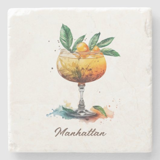 Onderzetter, Stone - Manhattan Stenen Onderzetter (Voorkant)