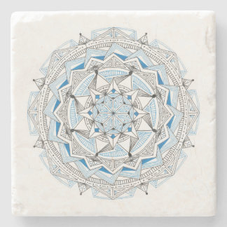 ONDERZETTER Stone Marble met Mandala Design Blue/B