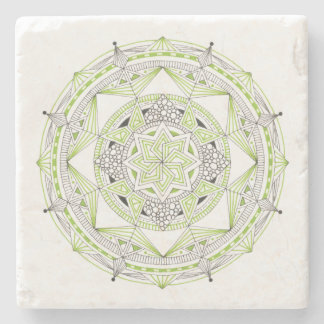 ONDERZETTER Stone Marble met Mandala Design Green