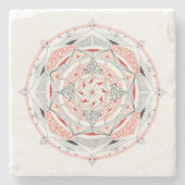 ONDERZETTER Stone Marble met Mandala Design Red/Bl (Voorkant)