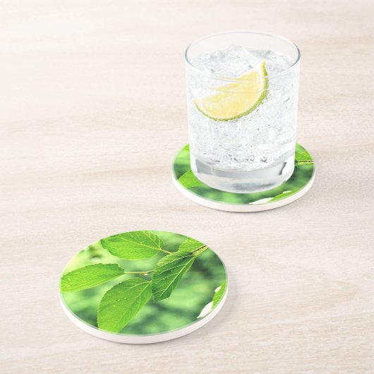 onderzetter 'Summer Leaves with Raindrops' (Zijkant)