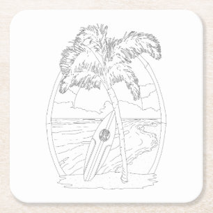 Onderzetter Surf Beach Adult Colour Paper