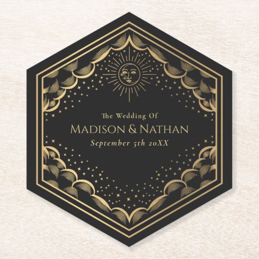 Onderzetter Tarot Sun en Moon Wedding Paper (Voorkant)