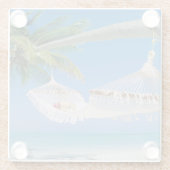 Onderzetter-tropisch strand van glas glazen onderzetter (Achterkant)