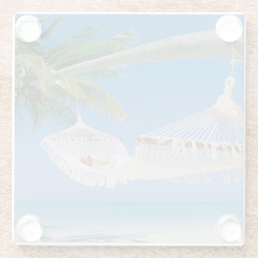 Onderzetter-tropisch strand van glas glazen onderzetter (Achterkant)